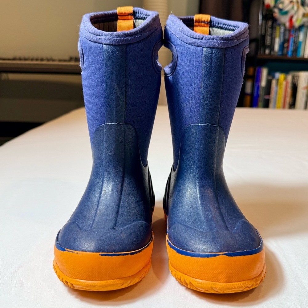 Bogs Kids Classic II Boots Boys 10 Girls Navy Orange Waterproof 3 Seasons Snow - Picture 2 of 7